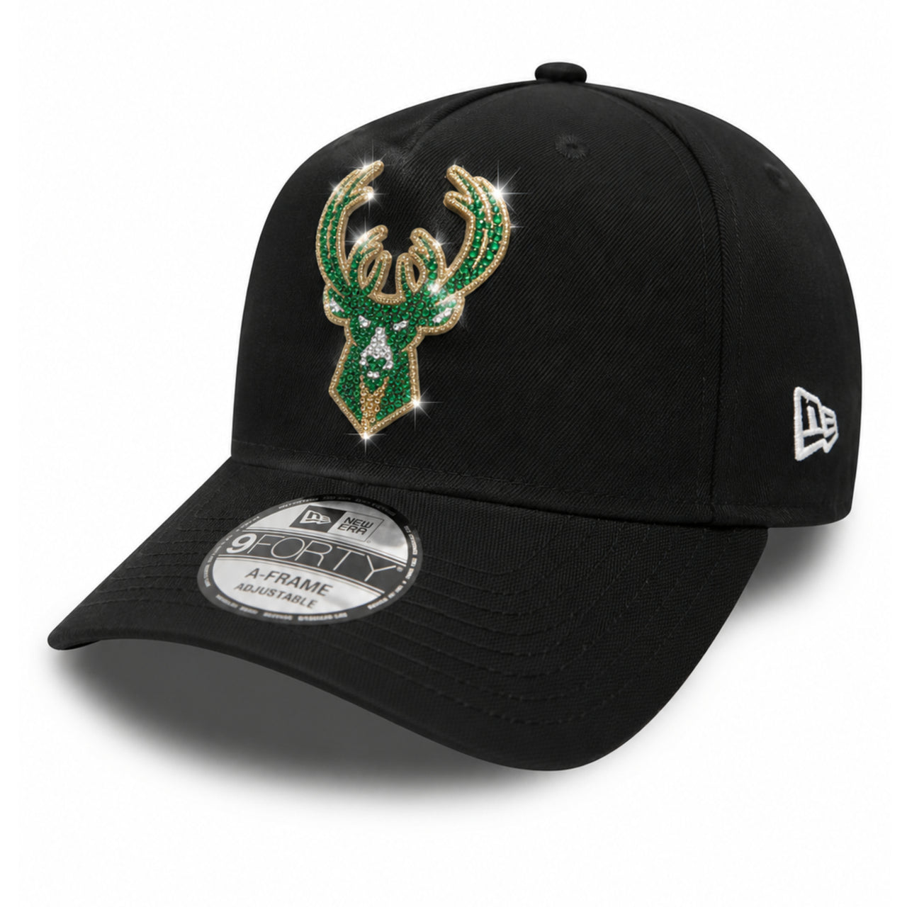 New Era Milwaukee Bucks Rhinestone 9FORTY A-Frame Snapback Hat angle view