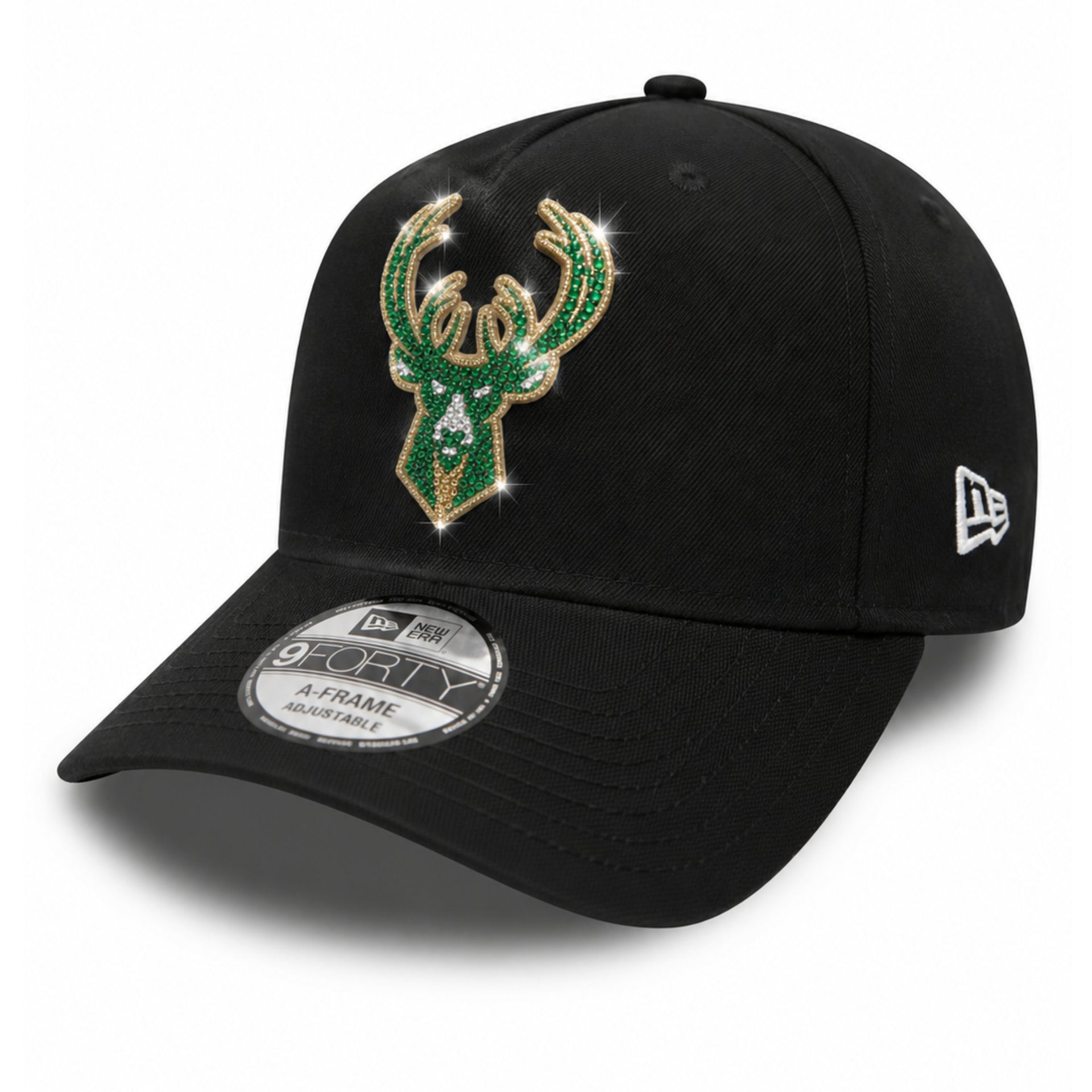 New Era Milwaukee Bucks Rhinestone 9FORTY A-Frame Snapback Hat angle view