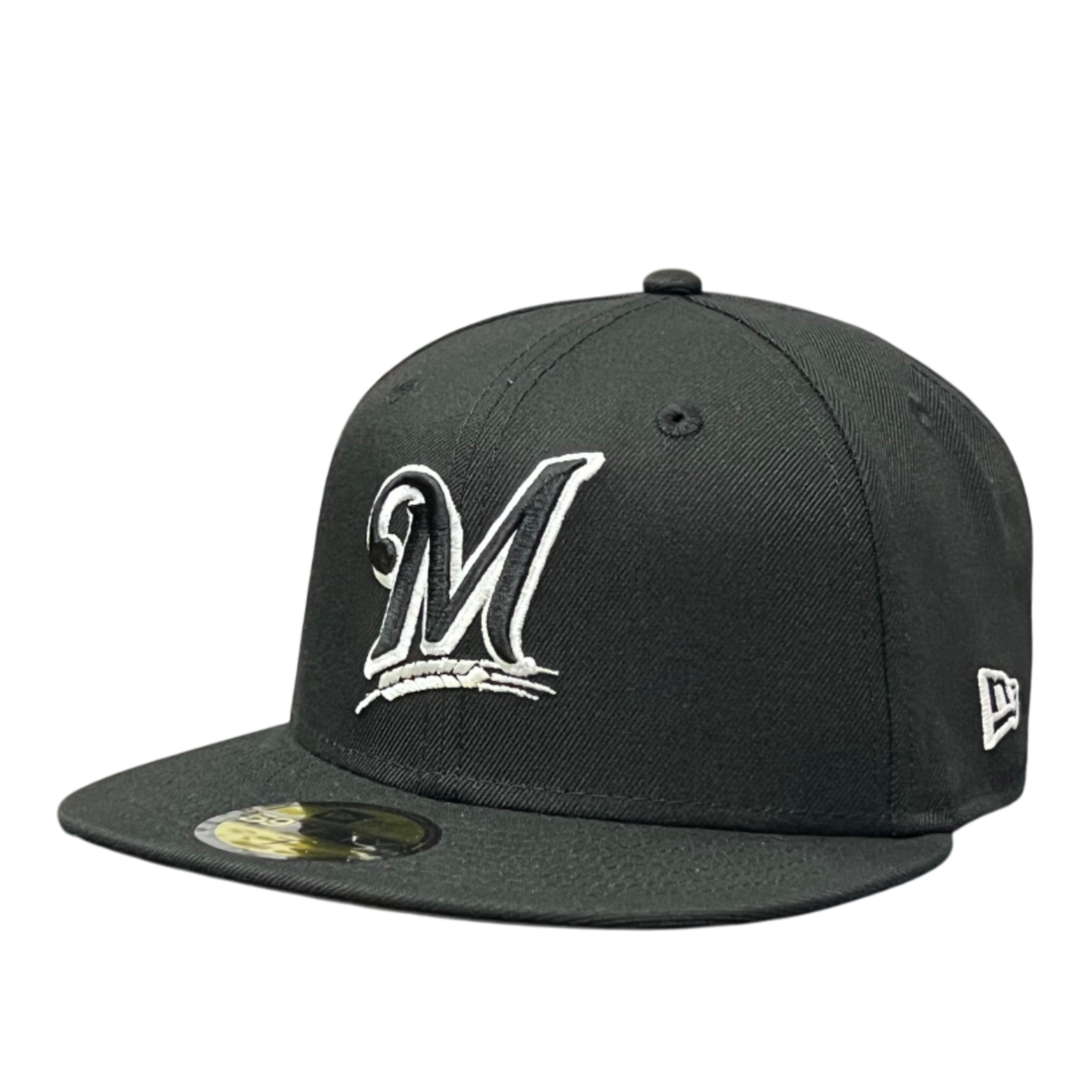 Milwaukee Brewers Black White 59FIFTY Fitted Hat