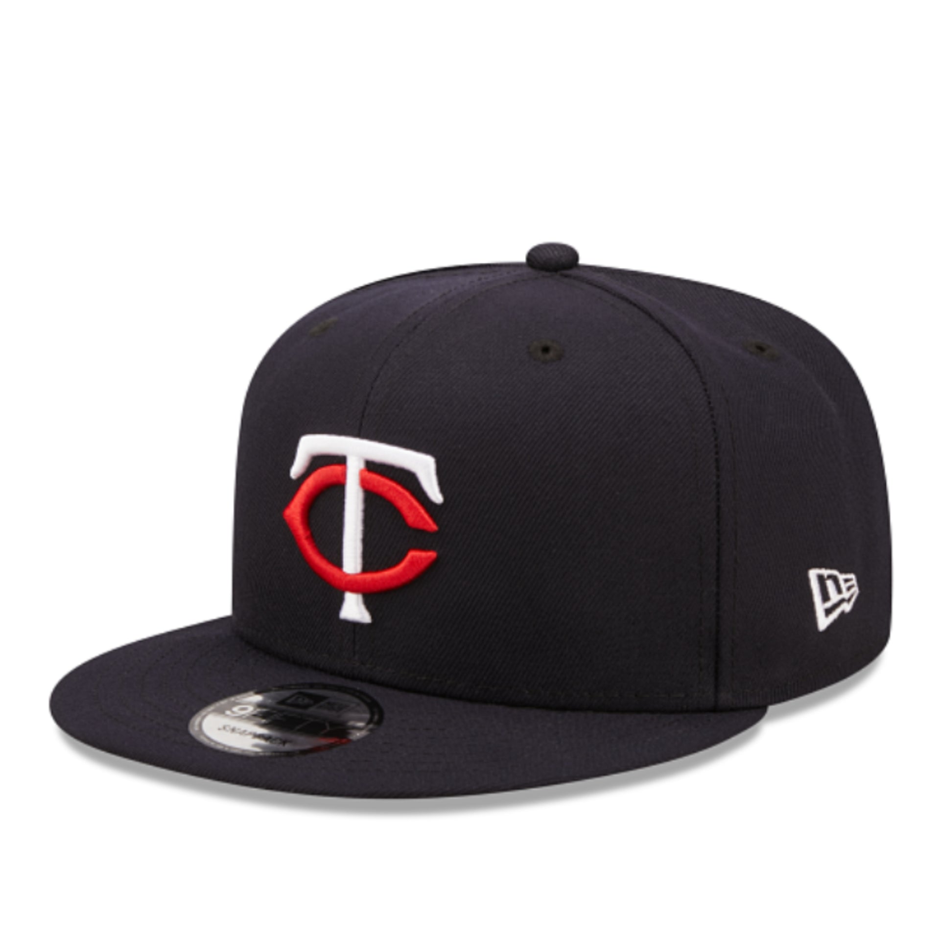 New Era Minnesota Twins Navy 9FIFTY Snapback Hat front angle view