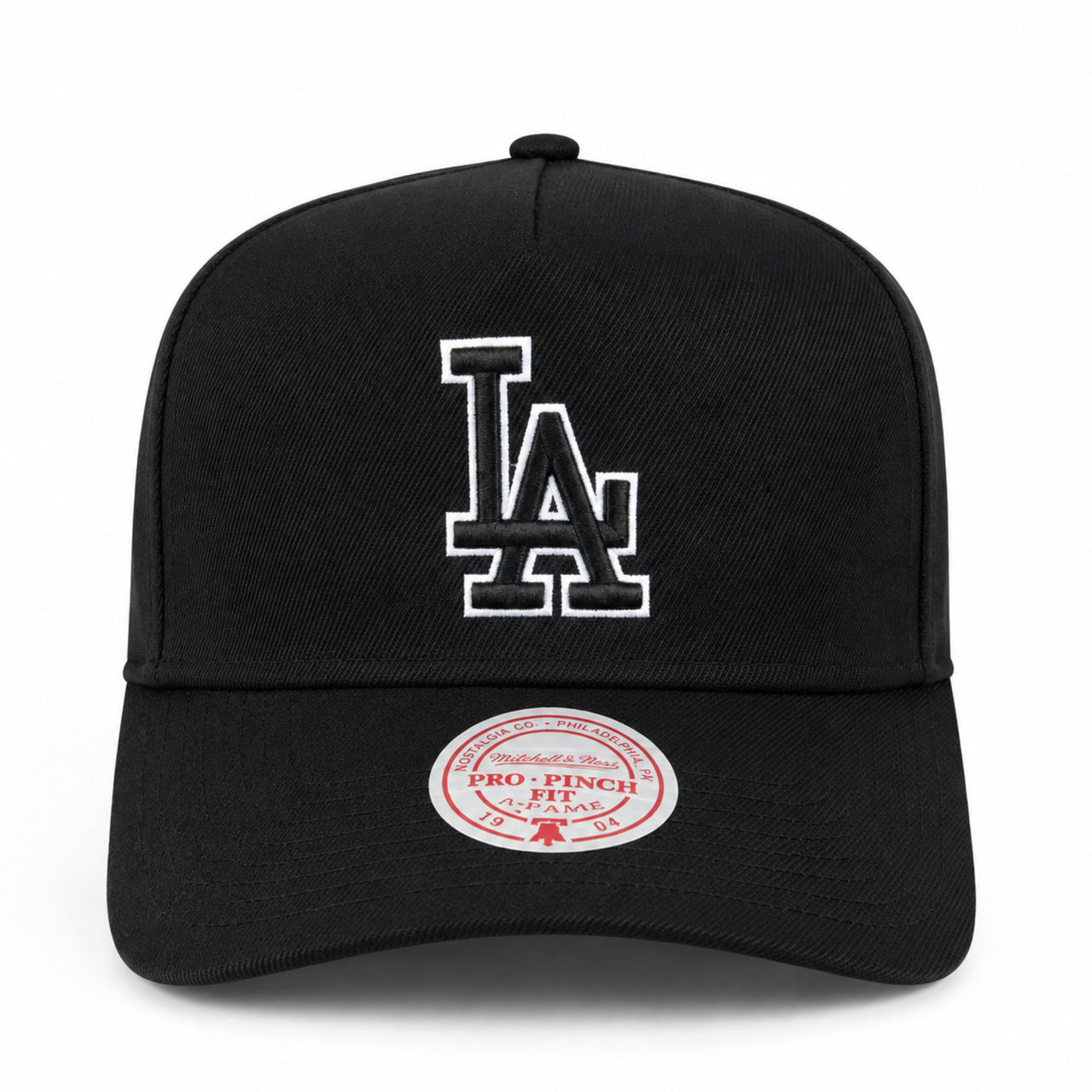 Los Angeles Dodgers Black White Outlined A Frame Snapback Hat front view