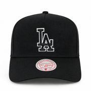 Los Angeles Dodgers Black White Outlined A Frame Snapback Hat front view