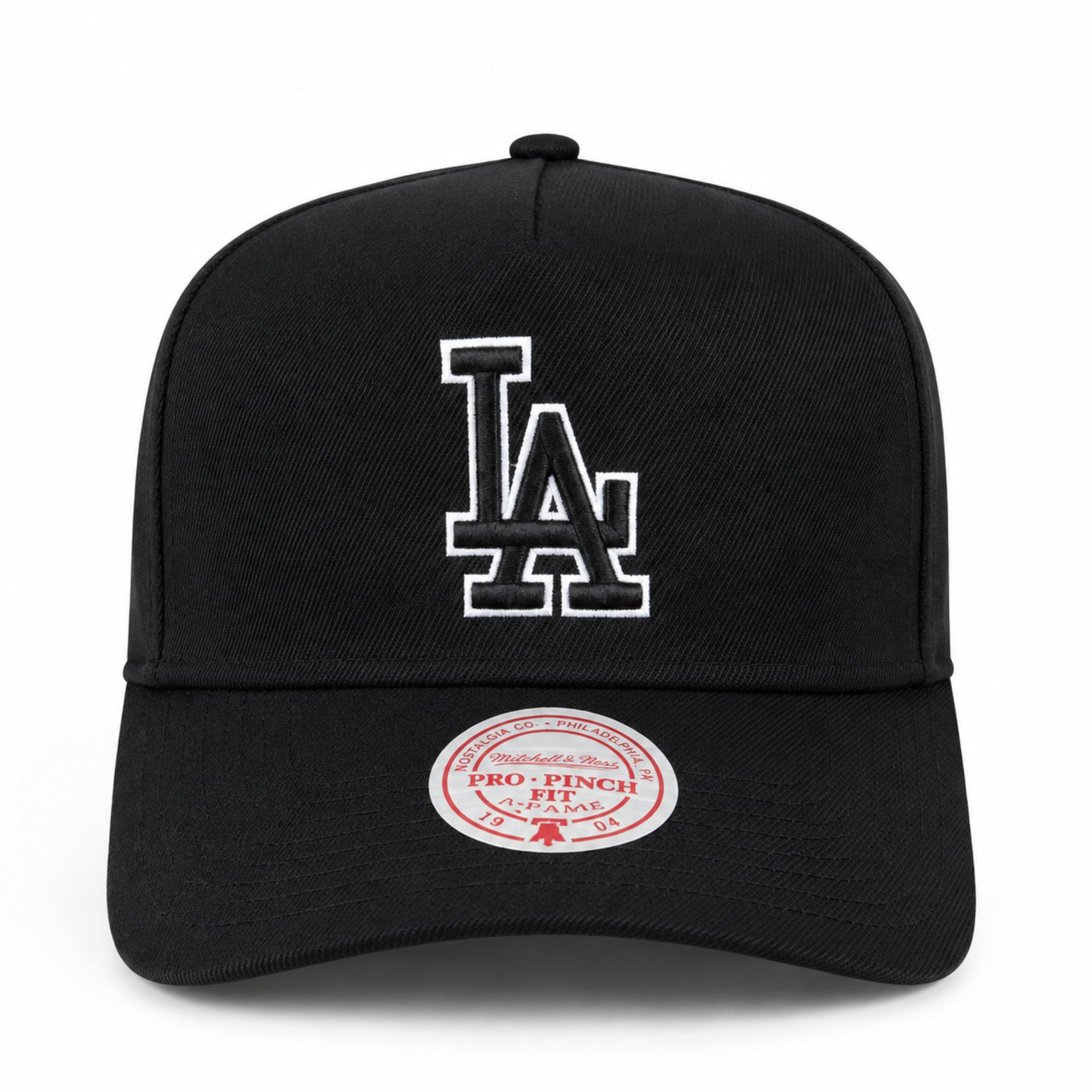 Los Angeles Dodgers Black White Outlined A Frame Snapback Hat front view