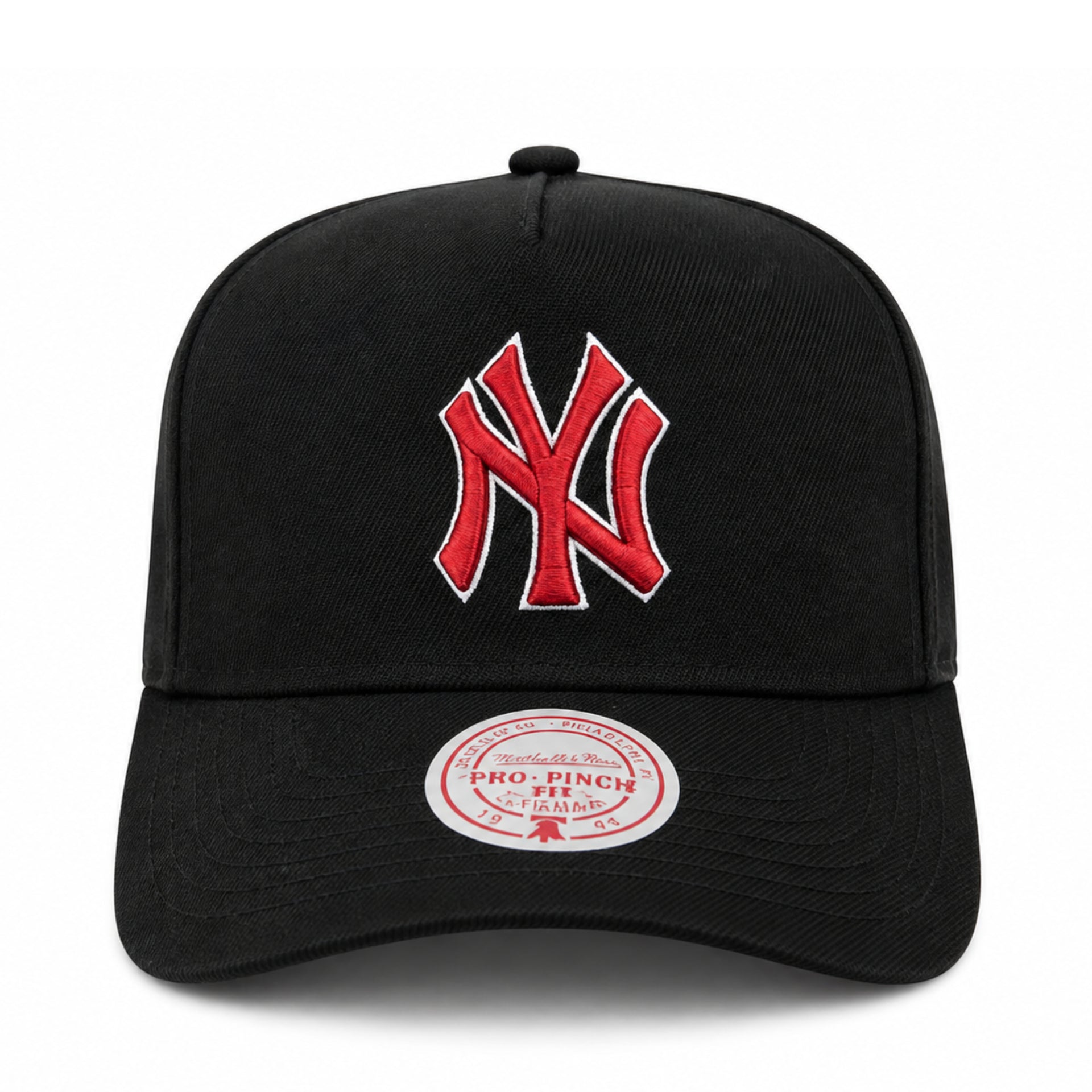 New York Yankees Black Red A Frame Snapback Hat front view