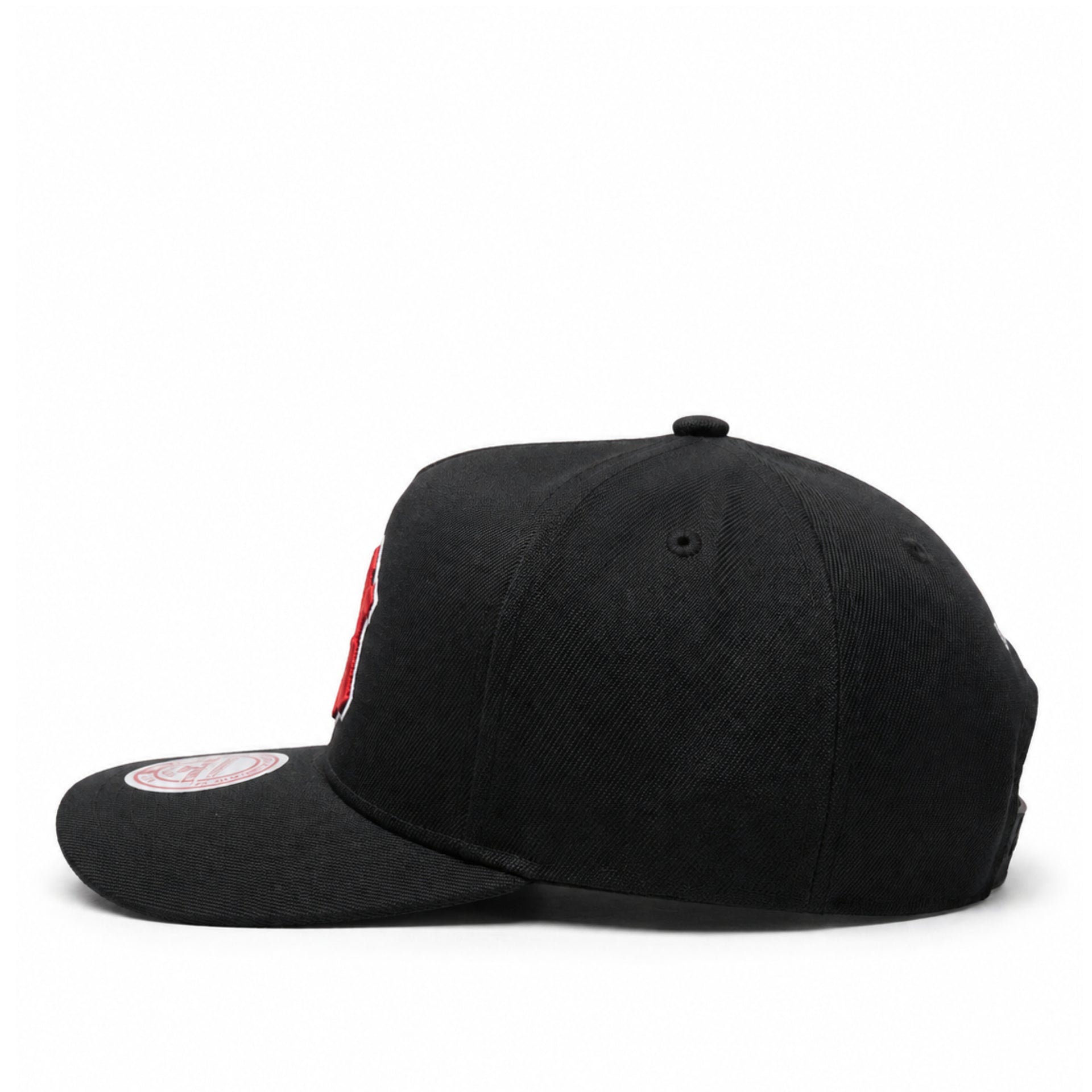 New York Yankees Black Red A Frame Snapback Hat side view