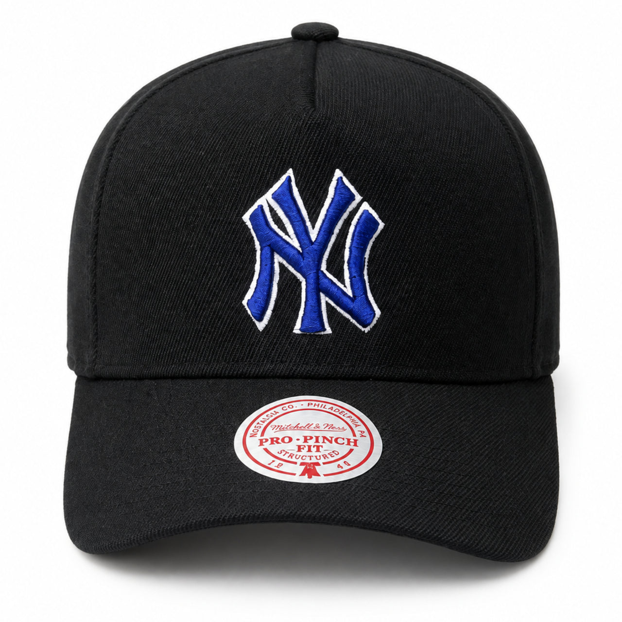 New York Yankees Black Royal Blue A Frame Snapback Hat front view