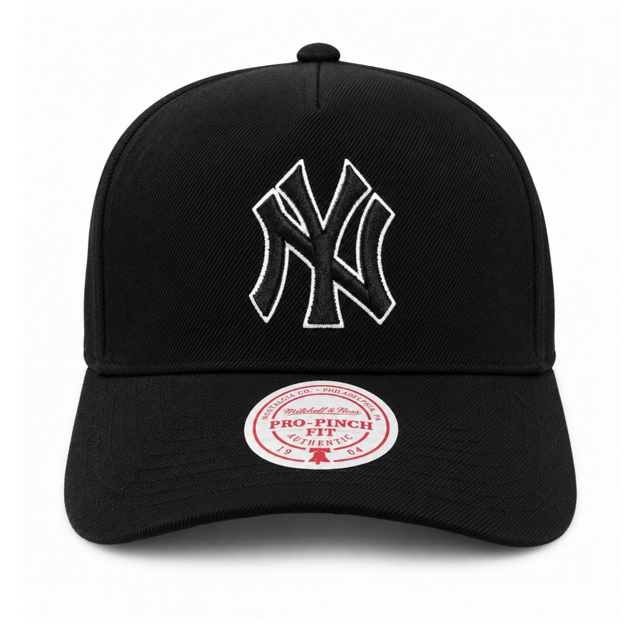 New York Yankees Black White Outlined A Frame Snapback Hat front view