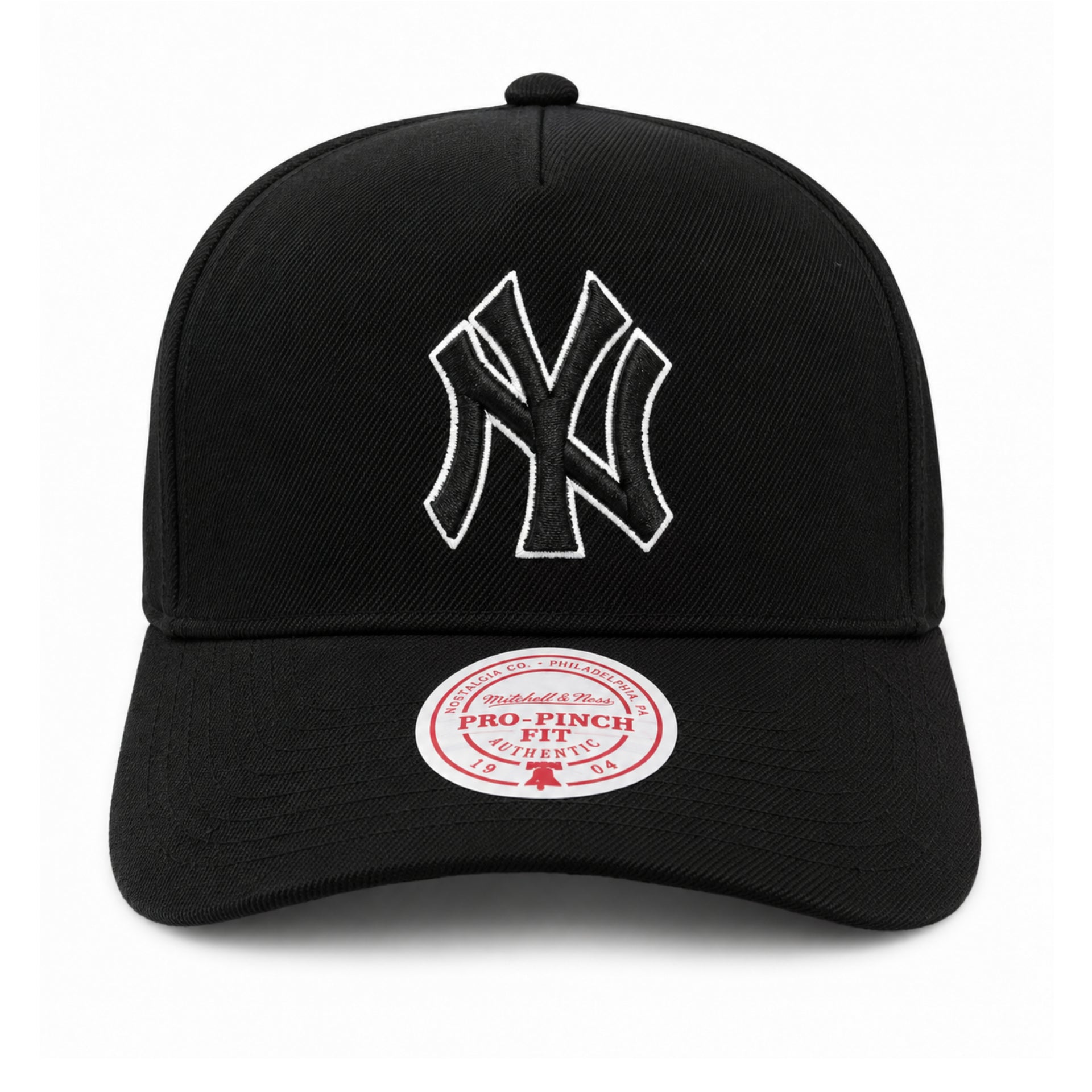 New York Yankees Black White Outlined A Frame Snapback Hat front view