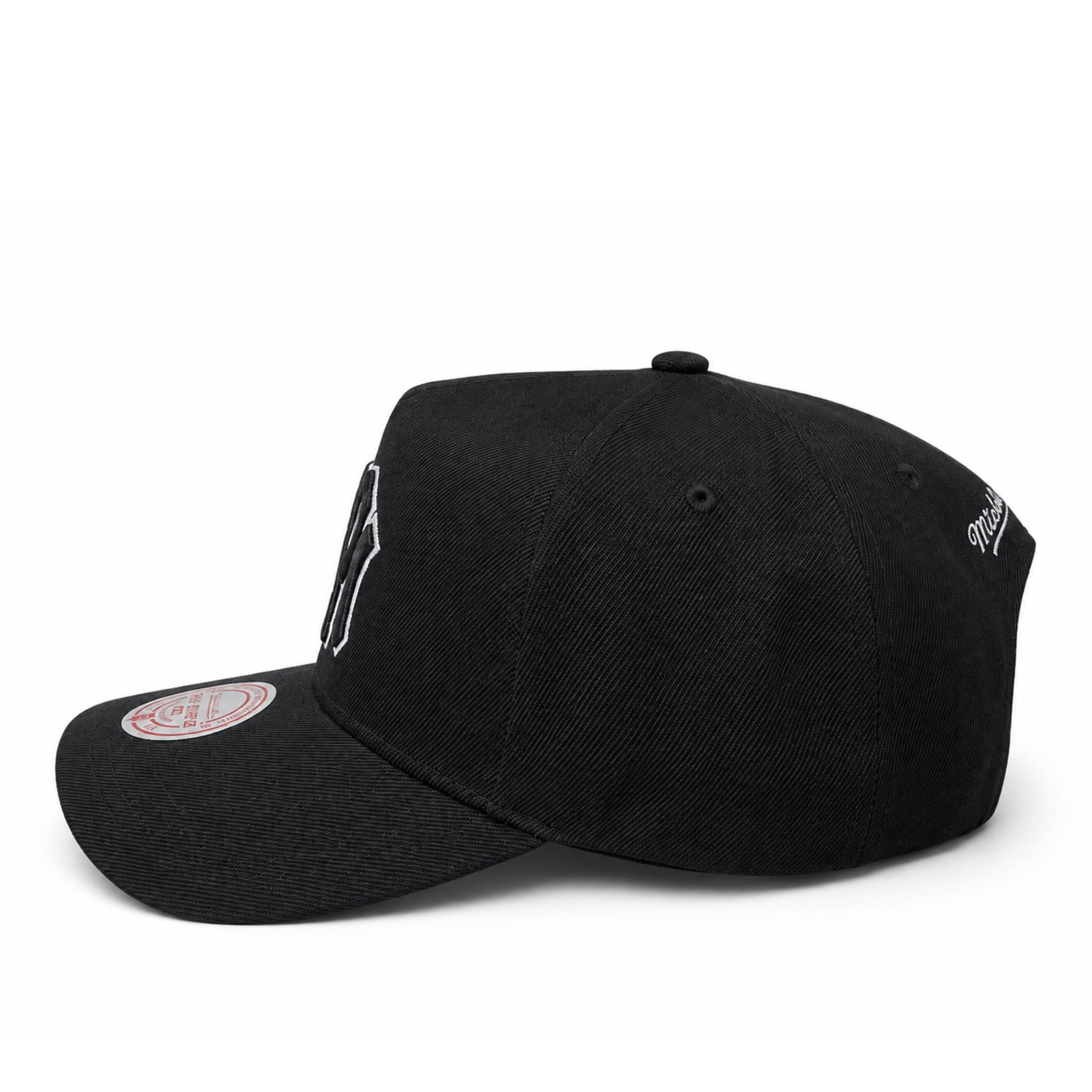 New York Yankees Black White Outlined A Frame Snapback Hat side view