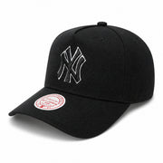 New York Yankees Black White Outlined A Frame Snapback Hat front angle view