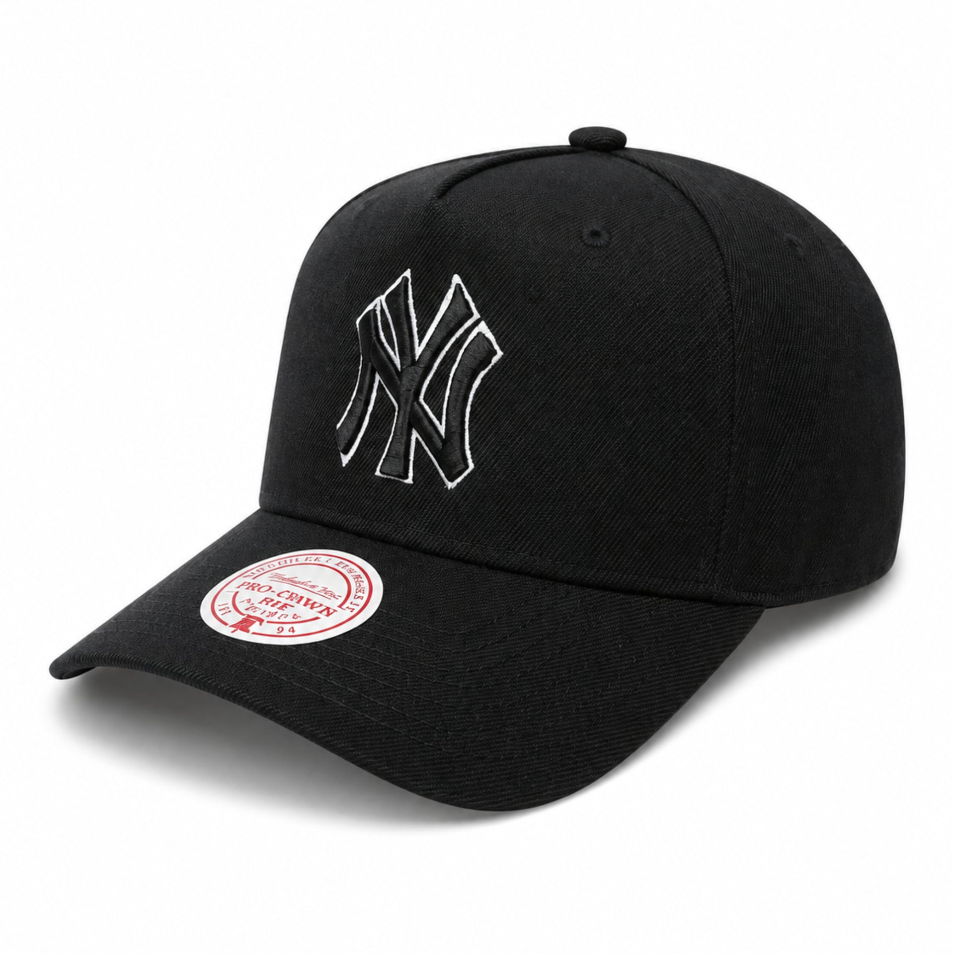 New York Yankees Black White Outlined A Frame Snapback Hat front angle view