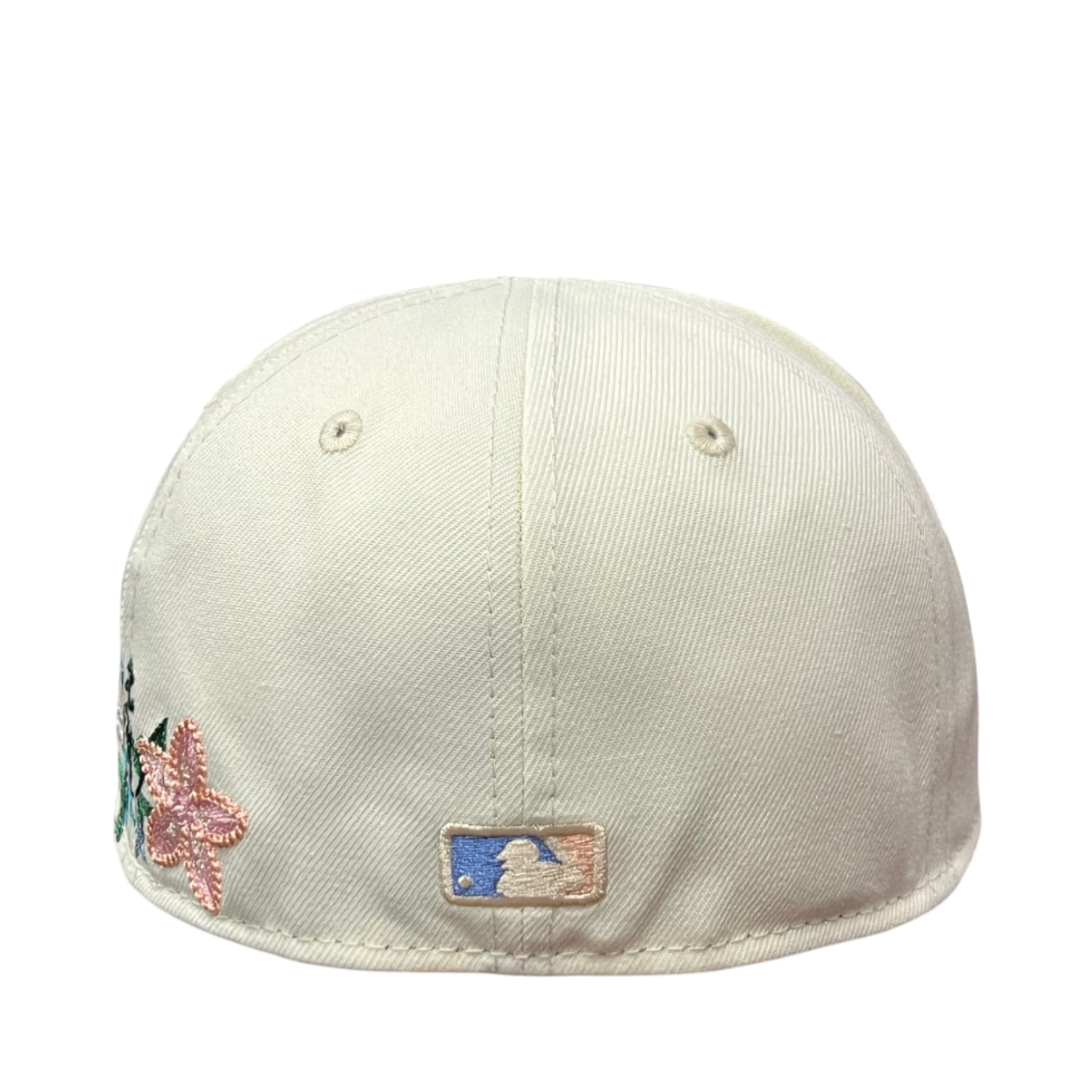 back of Los Angeles Dodgers Tonal Florals Chrome Blue 59FIFTY Fitted Hat