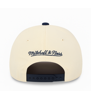 back of Los Angeles Dodgers Ivory Navy Corduroy Pro Crown Fit Snapback