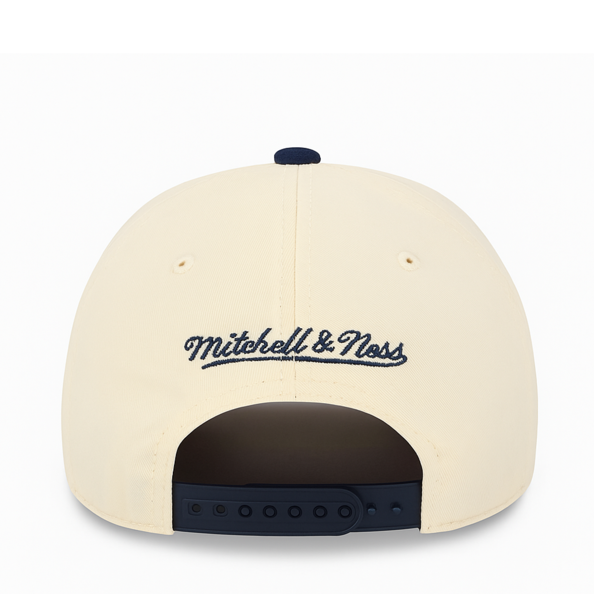 back of Los Angeles Dodgers Ivory Navy Corduroy Pro Crown Fit Snapback