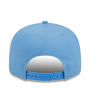Sky blue New Era New York Yankees 9FIFTY snapback hat with white NY logo, Back view on white background
