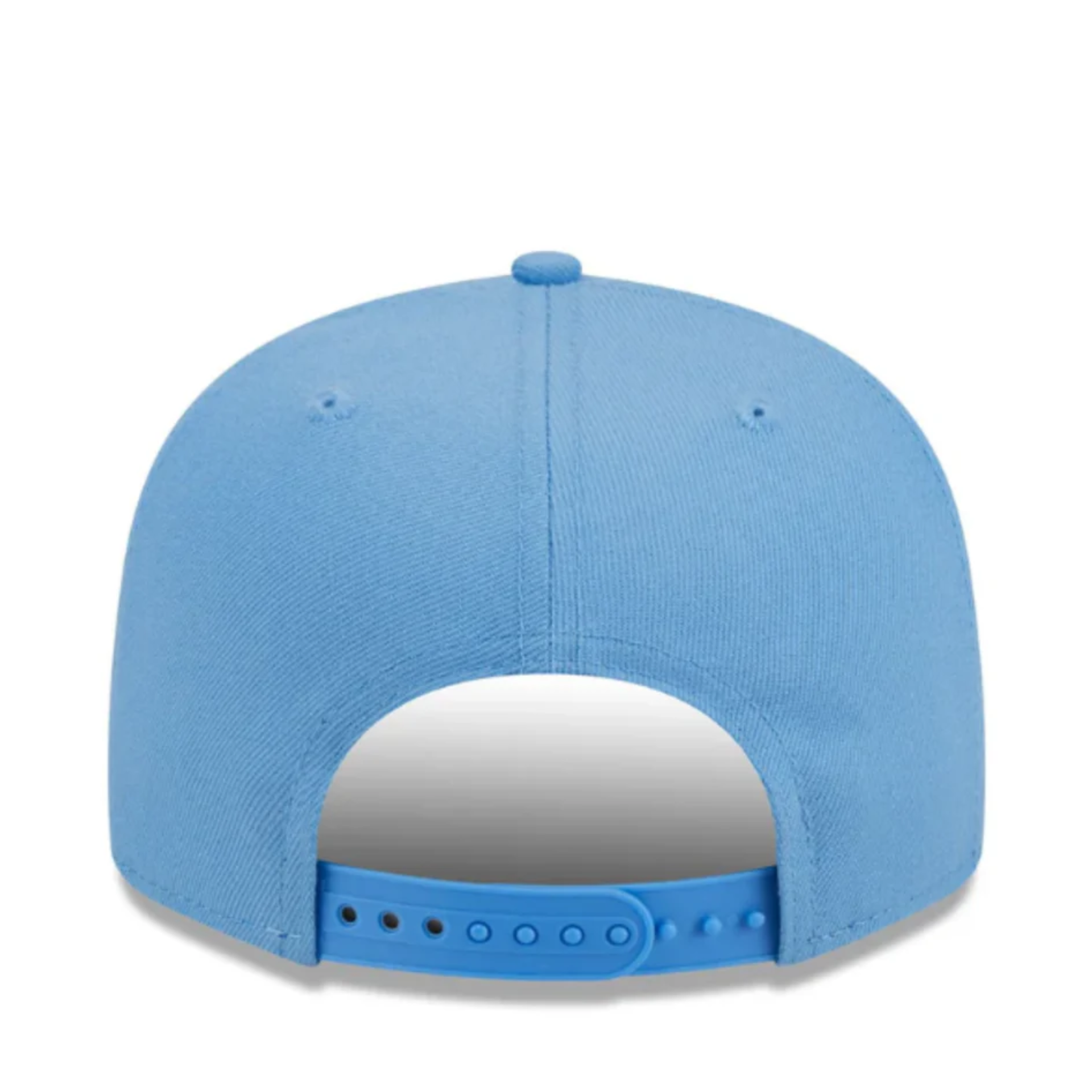 Sky blue New Era New York Yankees 9FIFTY snapback hat with white NY logo, Back view on white background