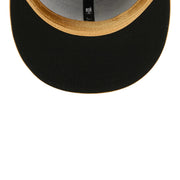 New Era 2025 World Series Champions Los Angeles Dodgers Gold 9FIFTY Snapback Hat under visor view