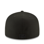 Back view of New Era 59FIFTY fitted hat Boston Red Sox black on black cap