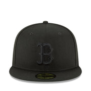New Era Boston Red Sox Black on Black 59FIFTY Fitted Hat front view