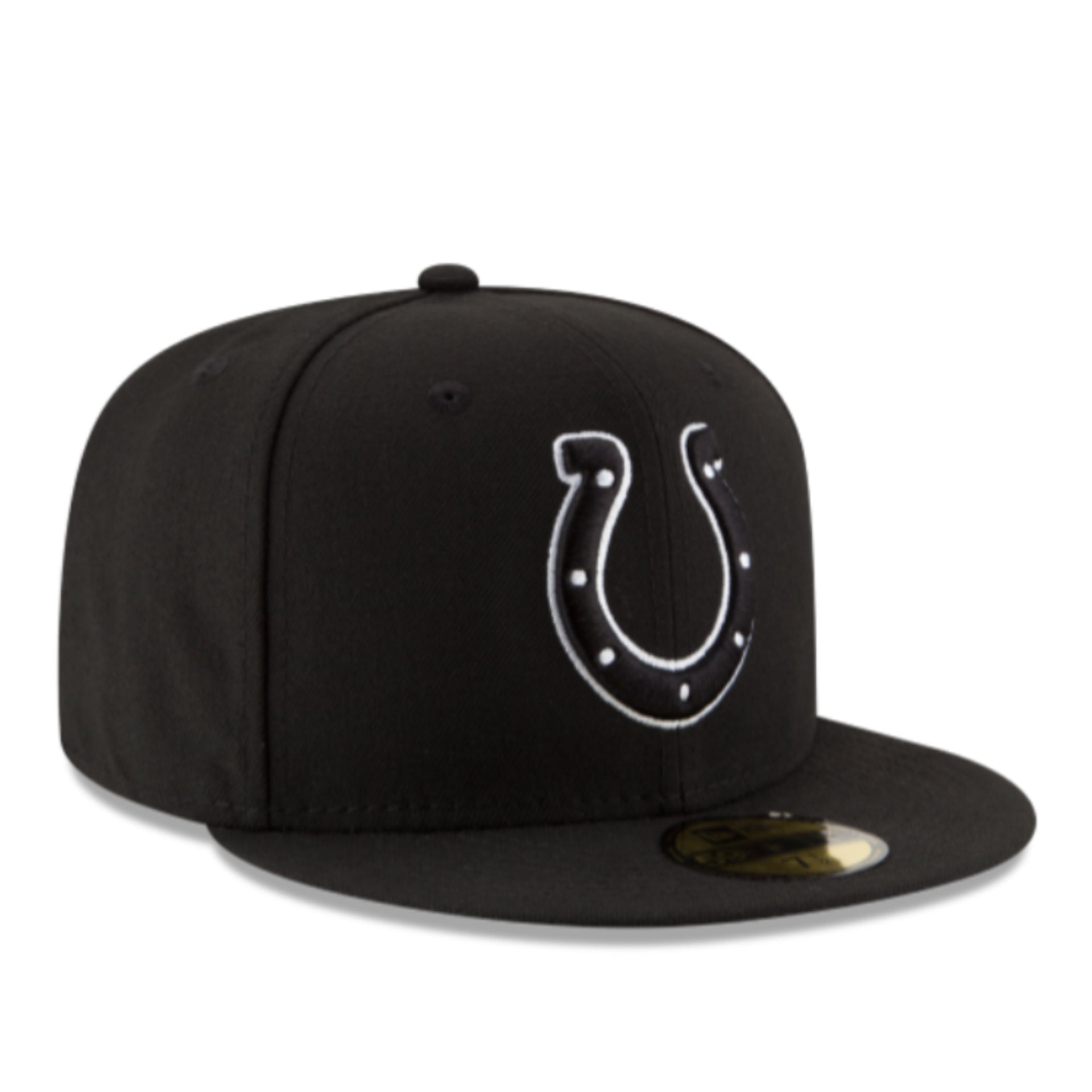 New Era Indianapolis Colts Black White Outlined 59Fifty Fitted Hat front right view