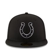 New Era Indianapolis Colts Black White Outlined 59Fifty Fitted Hat front view