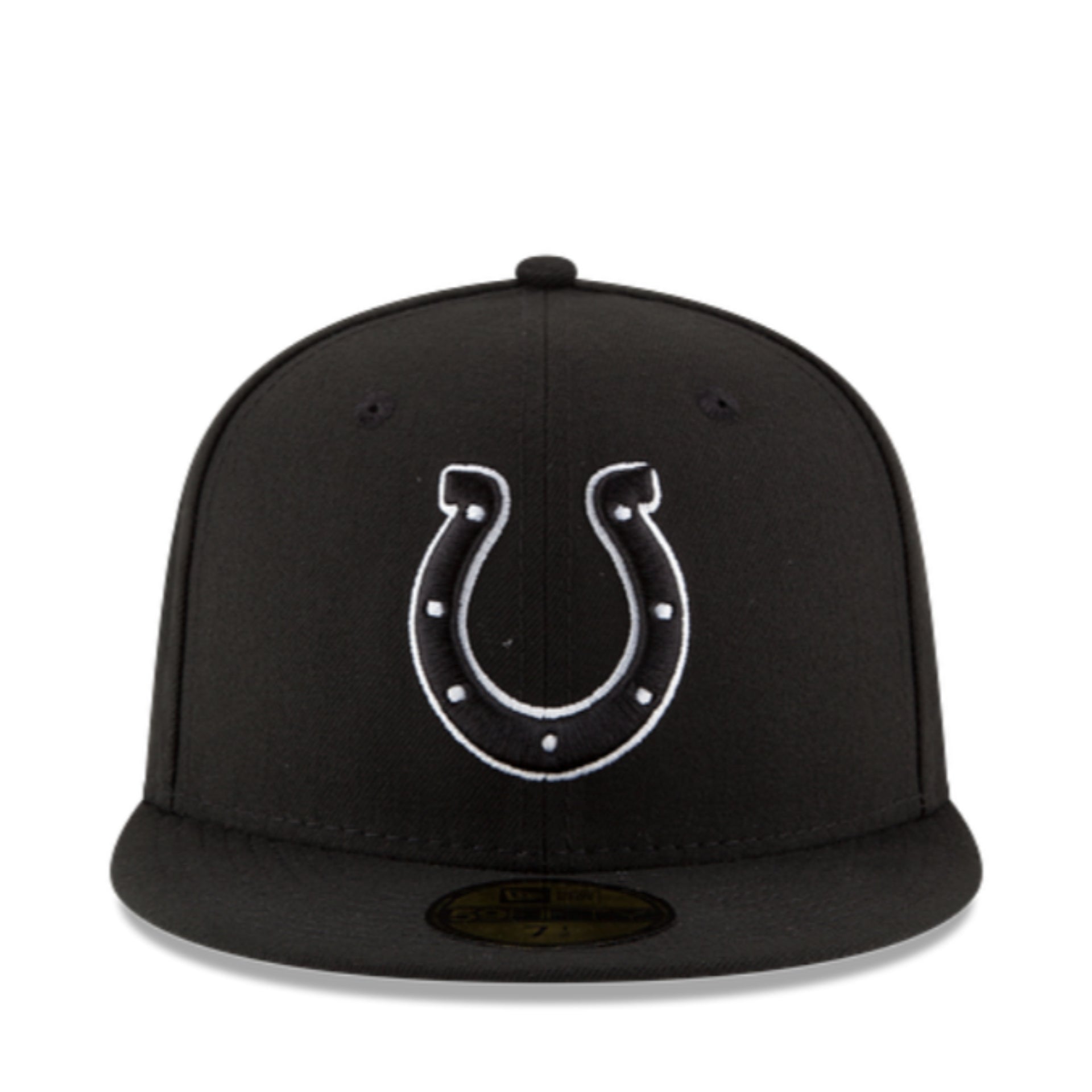 New Era Indianapolis Colts Black White Outlined 59Fifty Fitted Hat front view