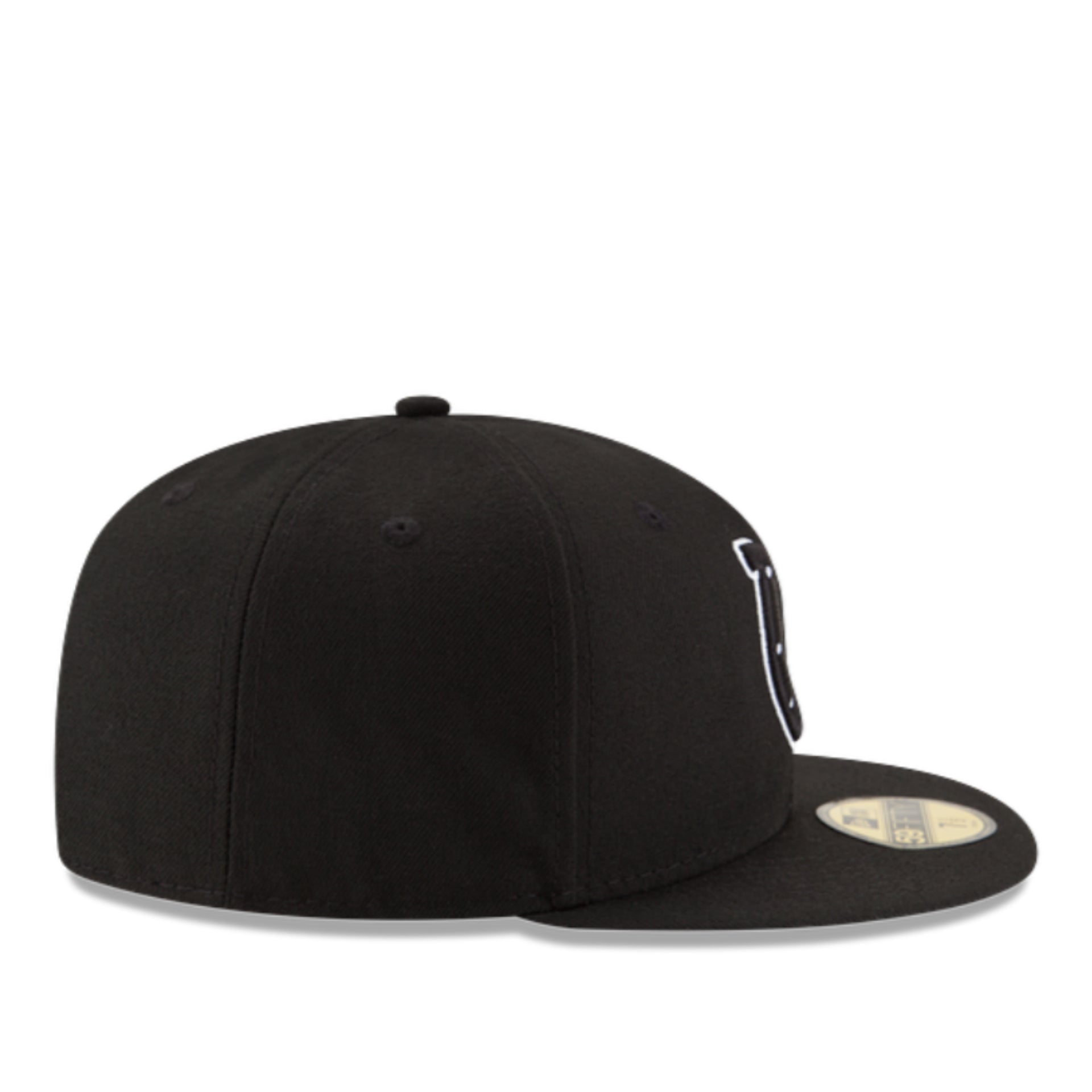 New Era Indianapolis Colts Black White Outlined 59Fifty Fitted Hat right side view