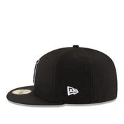 New Era Indianapolis Colts Black White Outlined 59Fifty Fitted Hat side view