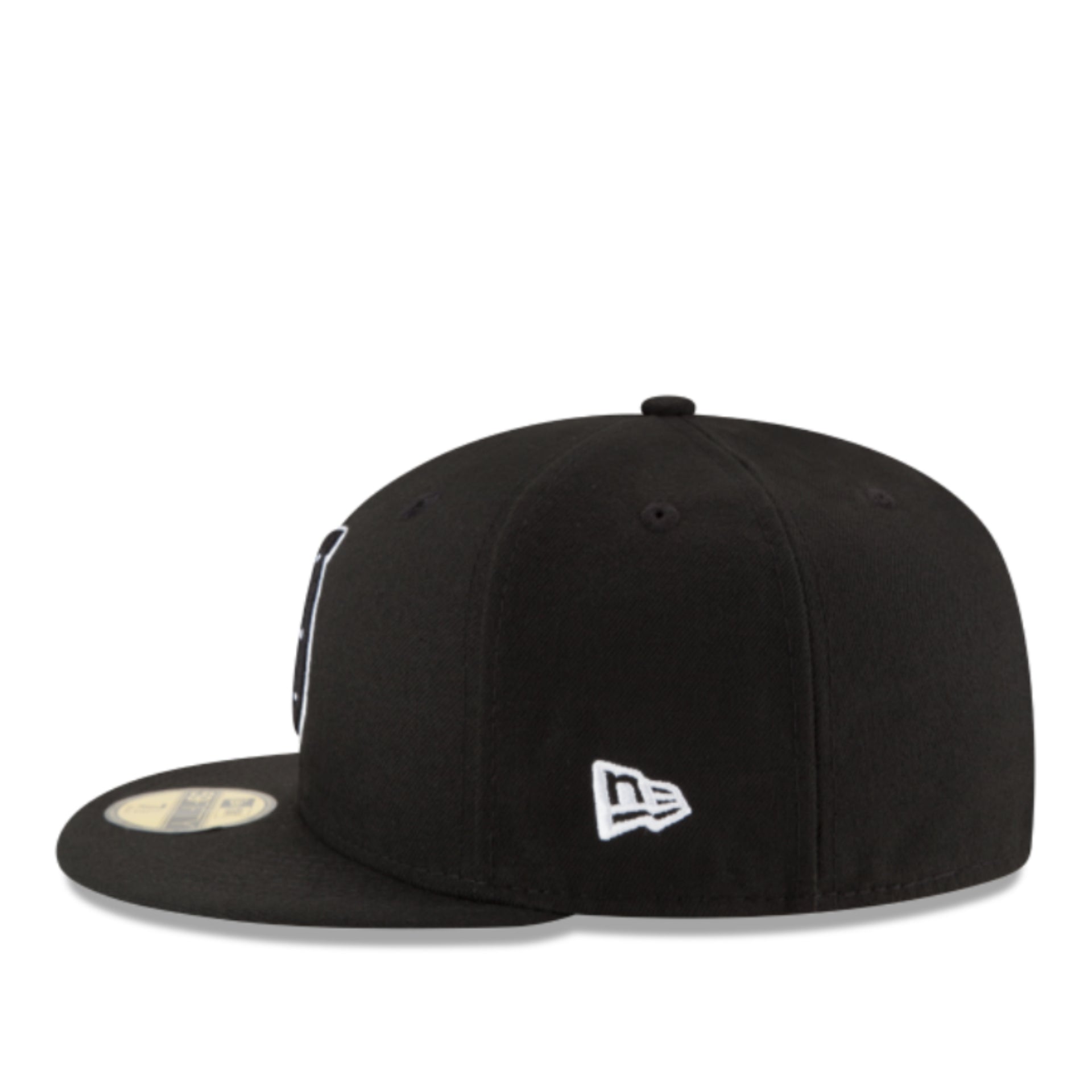 New Era Indianapolis Colts Black White Outlined 59Fifty Fitted Hat side view