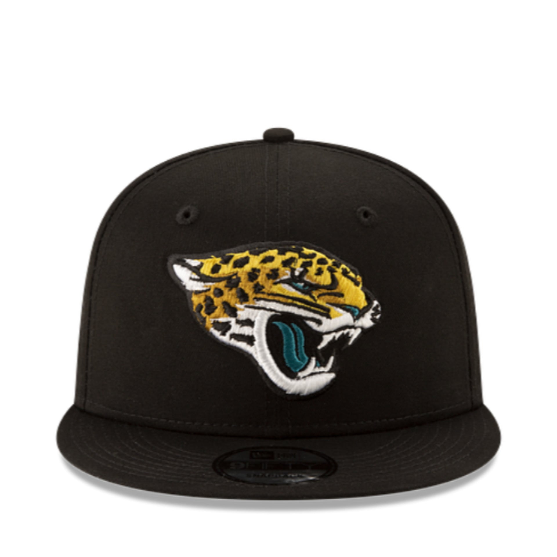New Era Jacksonville Jaguars Black 9Fifty Snapback Hat front view