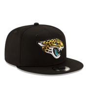 New Era Jacksonville Jaguars Black 9Fifty Snapback Hat front right view