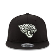 New Era Jacksonville Jaguars Black White 9Fifty Snapback Hat front view