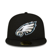 New Era Philadelphia Eagles Black 59FIFTY Fitted Hat front view