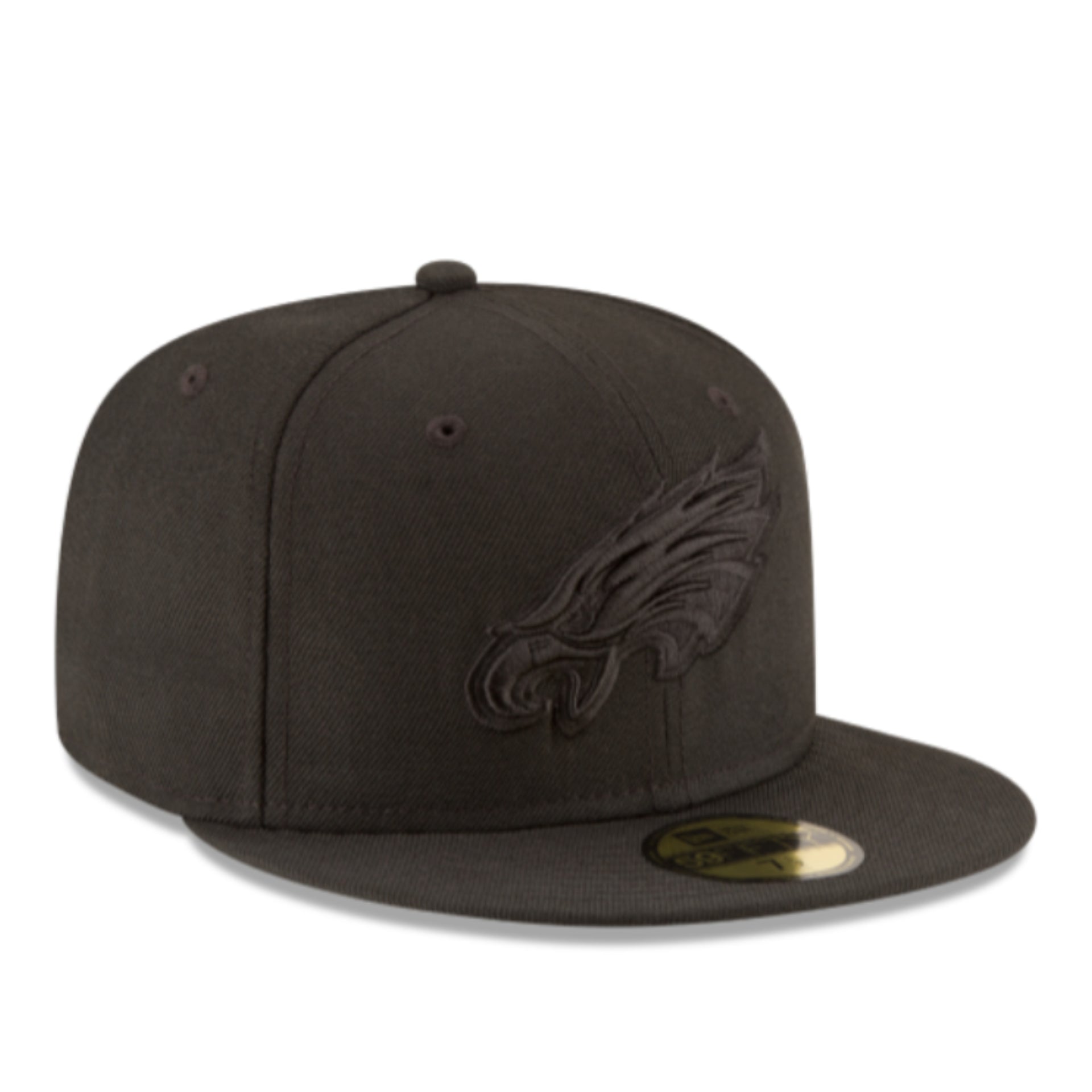 New Era Philadelphia Eagles Black on Black 59FIFTY Fitted Hat front right view