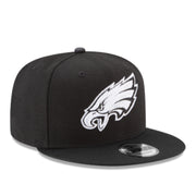 New Era Philadelphia Eagles 9FIFTY Snapback Hat Black White front right view