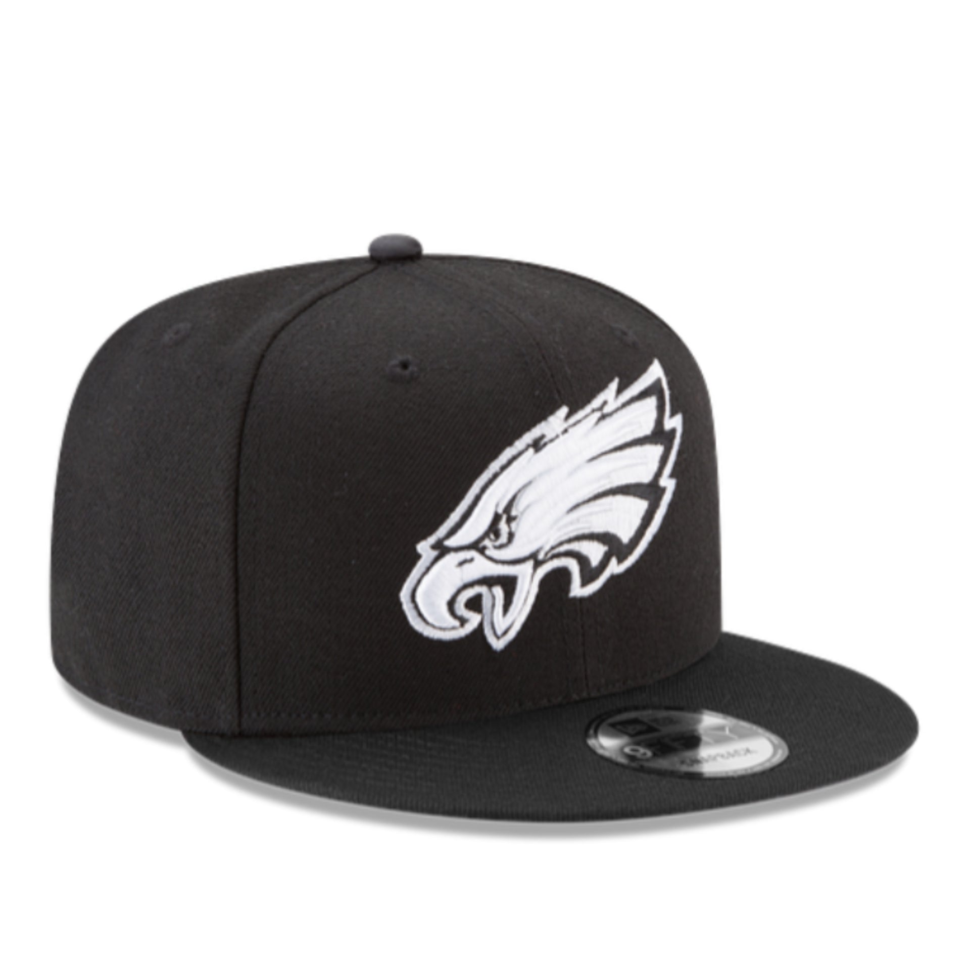 New Era Philadelphia Eagles 9FIFTY Snapback Hat Black White front right view