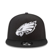 New Era Philadelphia Eagles 9FIFTY Snapback Hat Black White front view