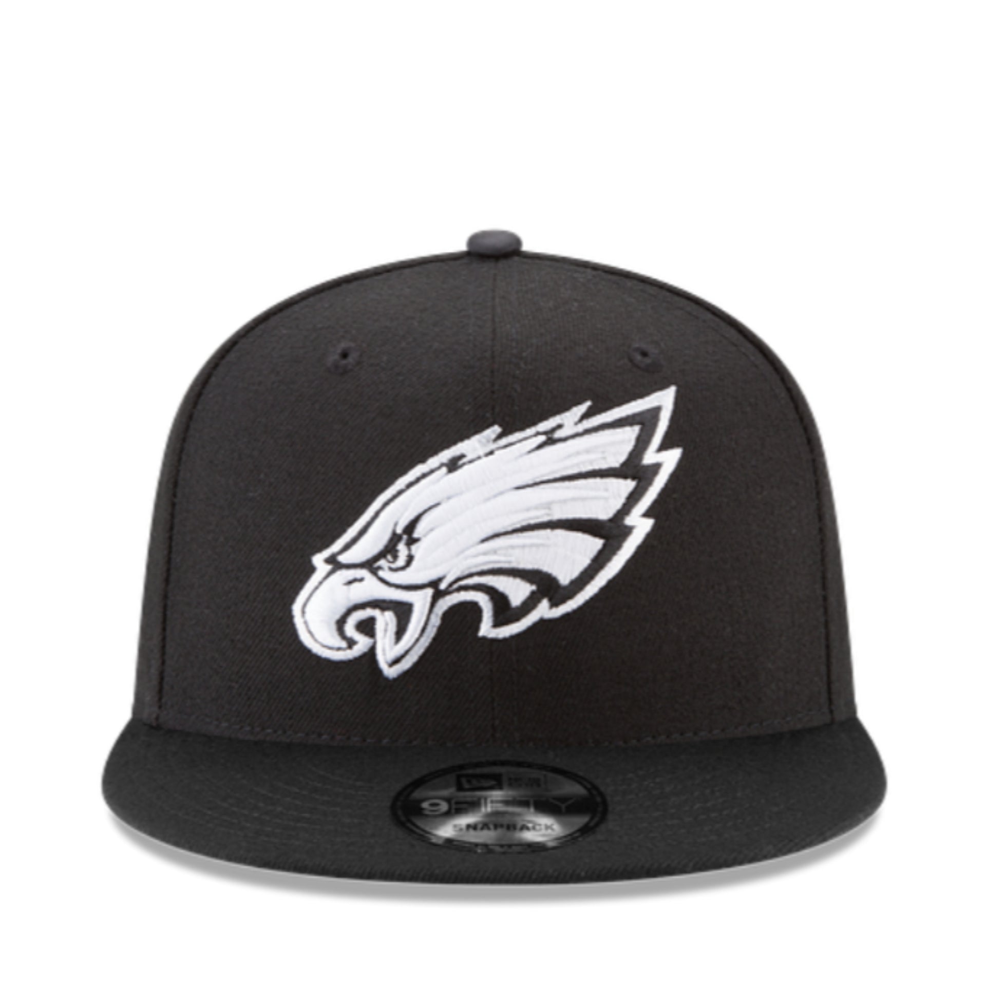 New Era Philadelphia Eagles 9FIFTY Snapback Hat Black White front view