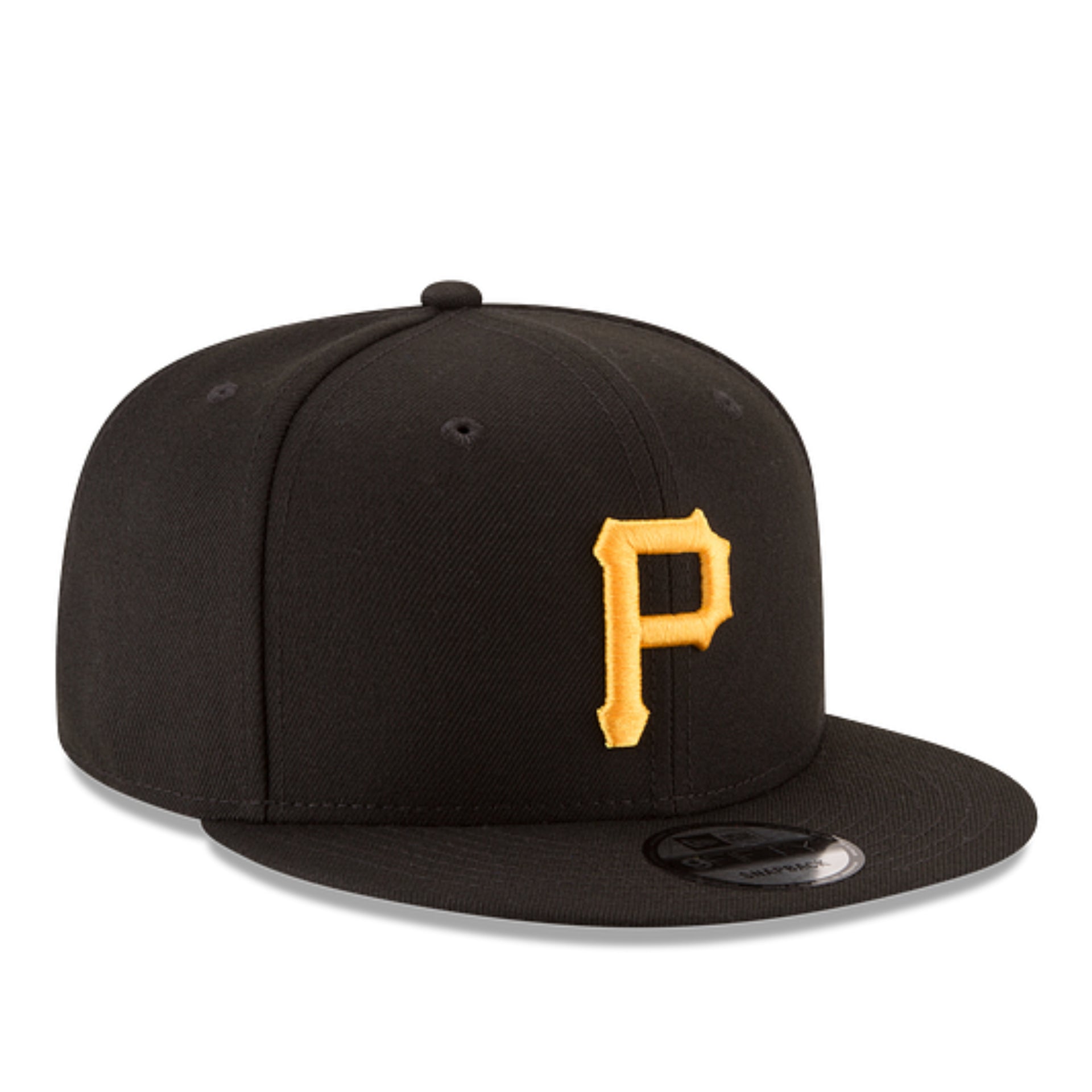 New Era Pittsburgh Pirates P Black Yellow 9FIFTY Snapback front right view