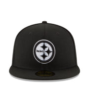 New Era Pittsburgh Steelers Black White 59FIFTY Fitted Cap front view