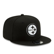 New Era Pittsburgh Steelers Black White 9FIFTY Snapback Hat front right view