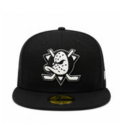 New Era Anaheim Ducks Black White 59FIFTY Fitted Hat front view