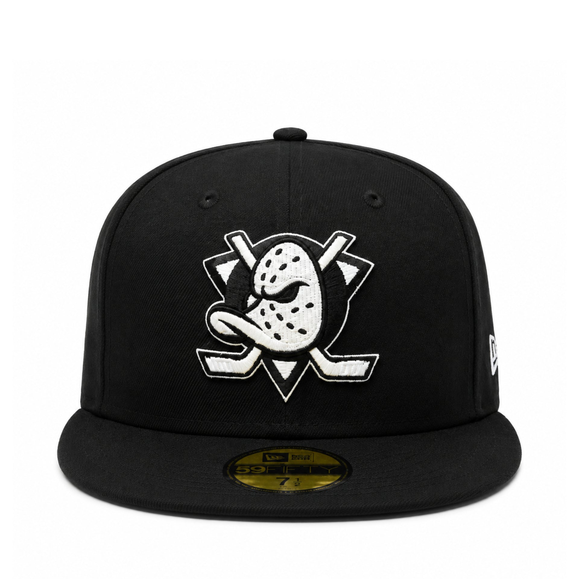 New Era Anaheim Ducks Black White 59FIFTY Fitted Hat front view