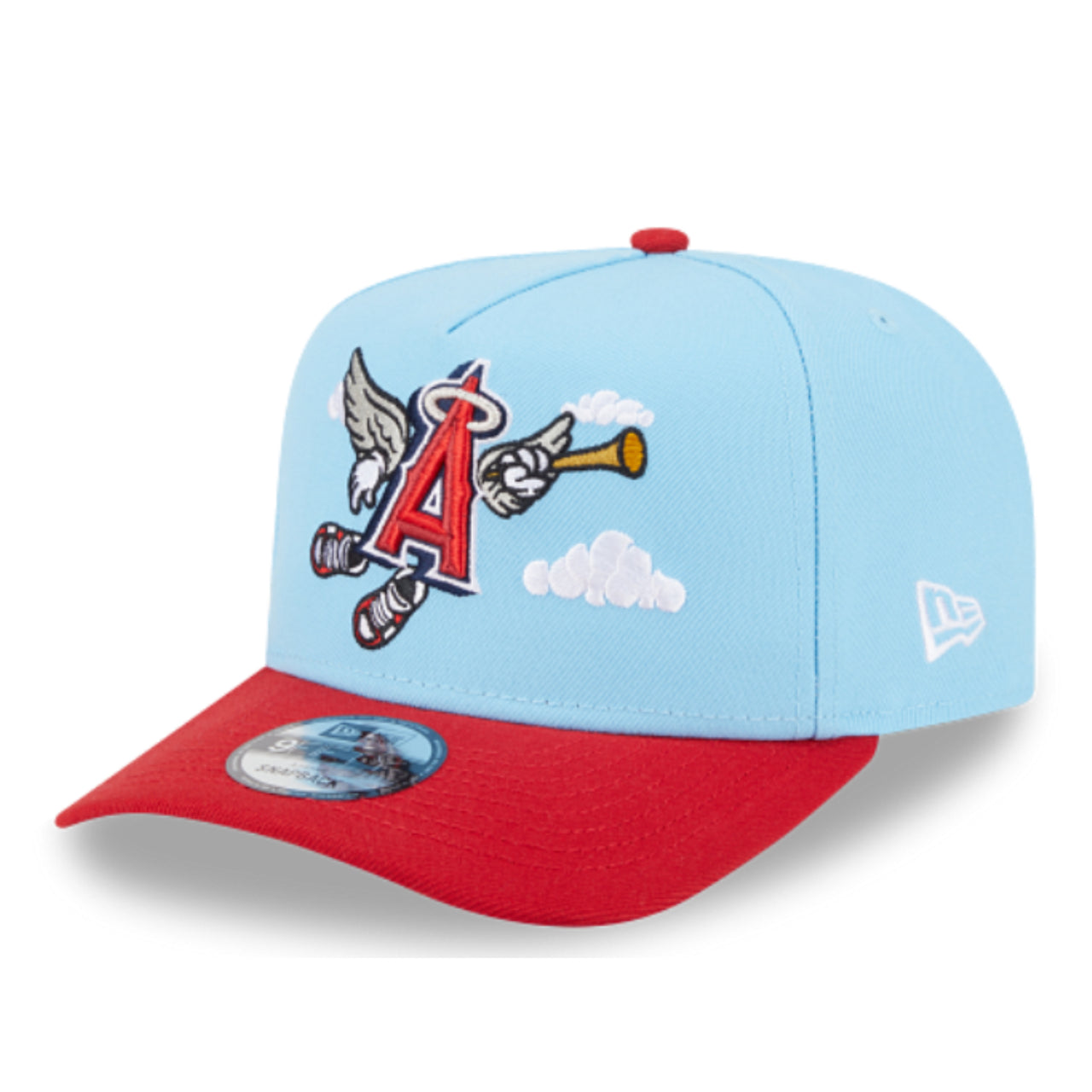 New Era Los Angeles Angels Cartoon 9FIFTY A-Frame Snapback Hat front left angle view