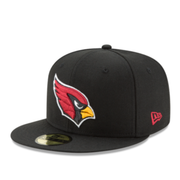 Front Side view of New Era Arizona Cardinals Black 59FIFTY Fitted Hat