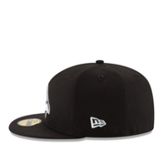 Side View of view of New Era Arizona Cardinals Black and White 59FIFTY Fitted Hat