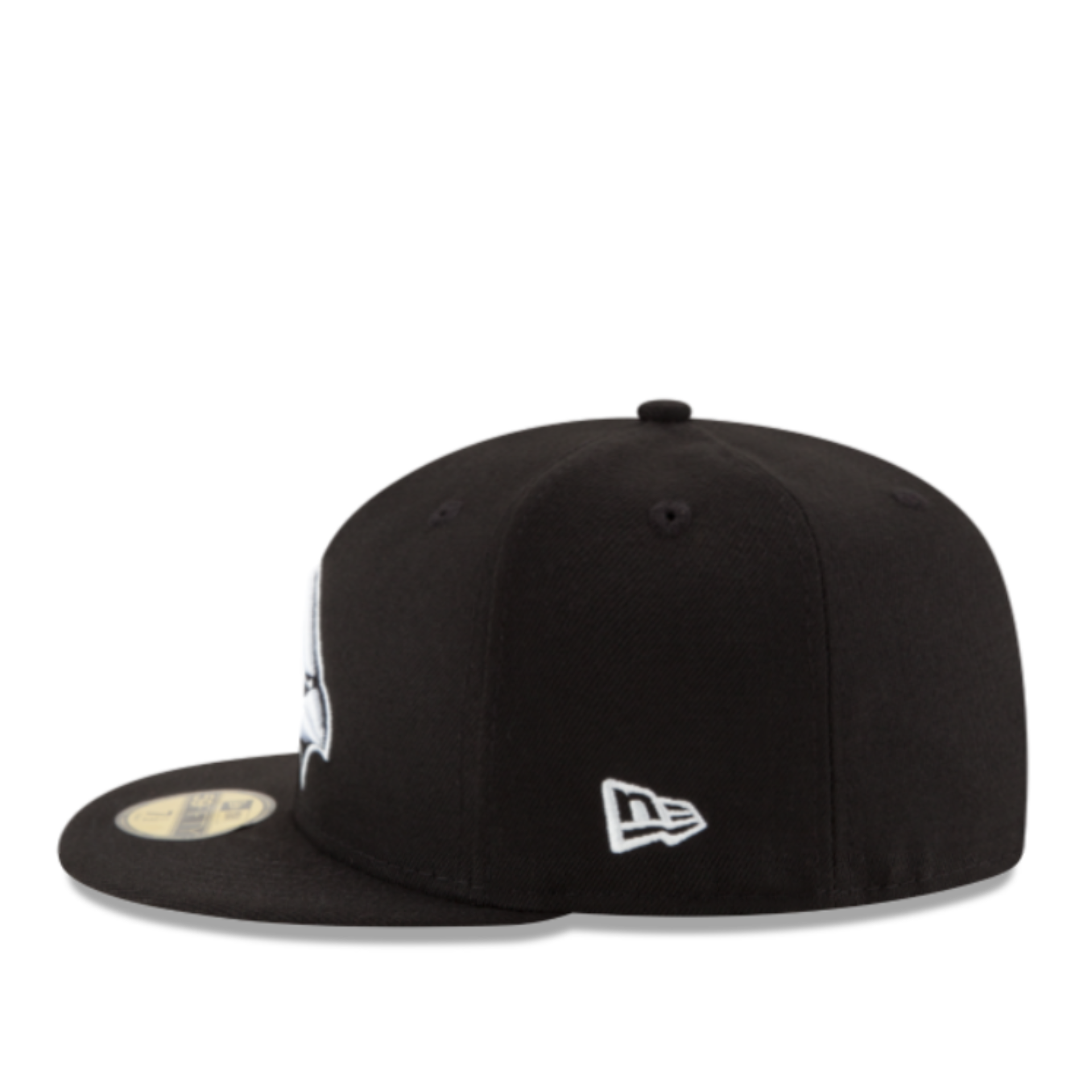 Side View of view of New Era Arizona Cardinals Black and White 59FIFTY Fitted Hat