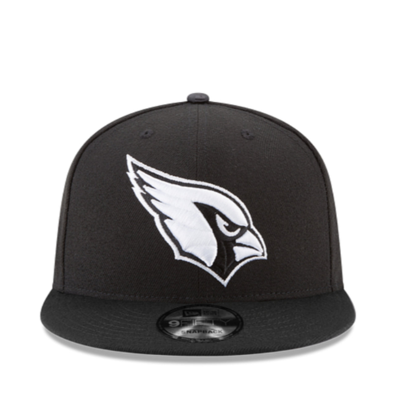 New Era Arizona Cardinals Black White 9FIFTY Snapback Hat front view