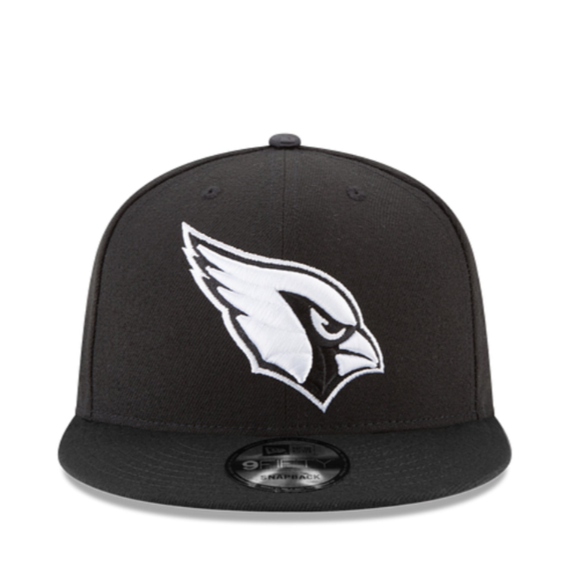 New Era Arizona Cardinals Black White 9FIFTY Snapback Hat front view