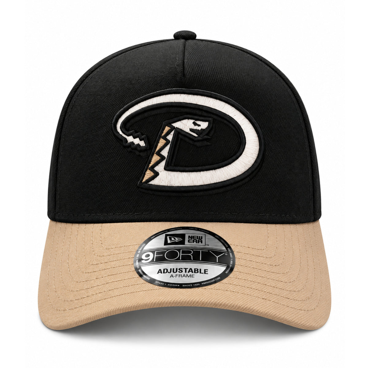New Era Arizona Diamondbacks Black Khaki 1998 9FORTY A-Frame Snapback front view